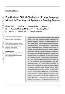 Practical and Ethical Challenges of Large Language Models in Education:
  A Systematic Scoping Review