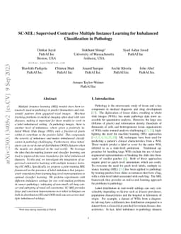 SC-MIL: Supervised Contrastive Multiple Instance Learning for Imbalanced
  Classification in Pathology