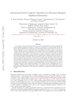 Interacting Particle Langevin Algorithm for Maximum Marginal Likelihood Estimation