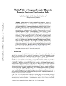 On the Utility of Koopman Operator Theory in Learning Dexterous
  Manipulation Skills