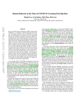 Human Behavior in the Time of COVID-19: Learning from Big Data