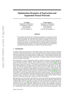 Optimization Dynamics of Equivariant and Augmented Neural Networks