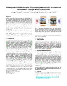 The Exploration and Evaluation of Generating Affective 360$^\circ$
  Panoramic VR Environments Through Neural Style Transfer