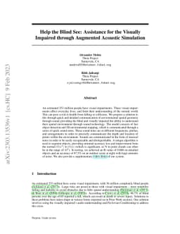 Help the Blind See: Assistance for the Visually Impaired through
  Augmented Acoustic Simulation