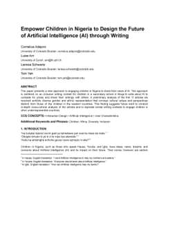 Empower Children in Nigeria to Design the Future of Artificial
  Intelligence (AI) through Writing