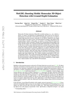 MoGDE: Boosting Mobile Monocular 3D Object Detection with Ground Depth
  Estimation