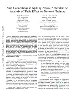 Skip Connections in Spiking Neural Networks: An Analysis of Their Effect
  on Network Training
