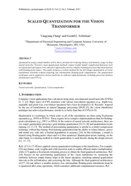 Scaled Quantization for the Vision Transformer
