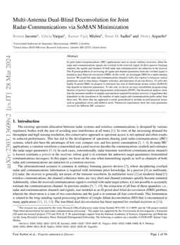 Multi-Antenna Dual-Blind Deconvolution for Joint Radar-Communications
  via SoMAN Minimization