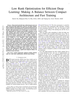 Low Rank Optimization for Efficient Deep Learning: Making A Balance
  between Compact Architecture and Fast Training