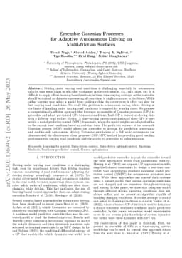 Ensemble Gaussian Processes for Adaptive Autonomous Driving on
  Multi-friction Surfaces