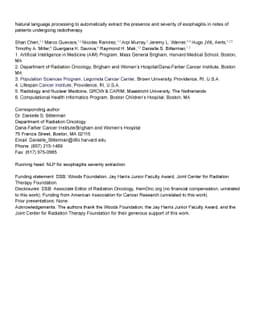 Natural language processing to automatically extract the presence and
  severity of esophagitis in notes of patients undergoing radiotherapy