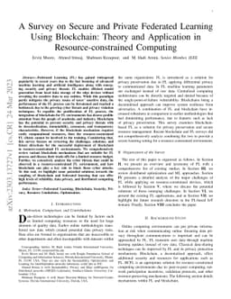 A Survey on Secure and Private Federated Learning Using Blockchain:
  Theory and Application in Resource-constrained Computing