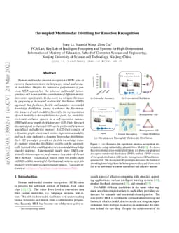 Decoupled Multimodal Distilling for Emotion Recognition