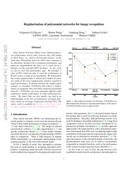 Regularization of polynomial networks for image recognition