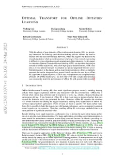 Optimal Transport for Offline Imitation Learning