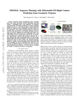 SPONGE: Sequence Planning with Deformable-ON-Rigid Contact Prediction
  from Geometric Features