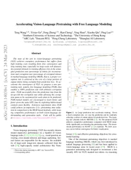 Accelerating Vision-Language Pretraining with Free Language Modeling
