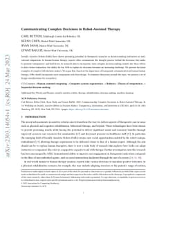 Communicating Complex Decisions in Robot-Assisted Therapy