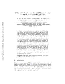 CoLa-Diff: Conditional Latent Diffusion Model for Multi-Modal MRI
  Synthesis