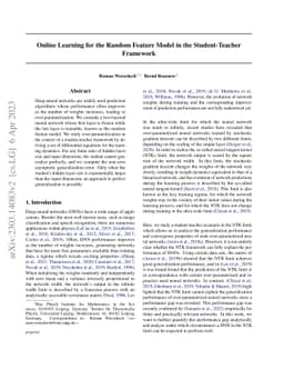 Online Learning for the Random Feature Model in the Student-Teacher
  Framework