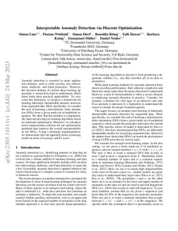 Interpretable Anomaly Detection via Discrete Optimization