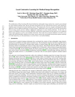 Local Contrastive Learning for Medical Image Recognition