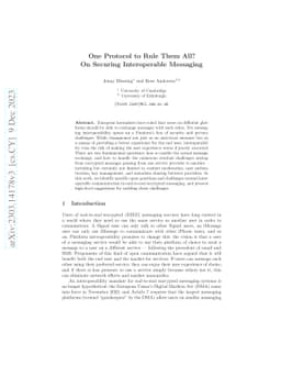 One Protocol to Rule Them All? On Securing Interoperable Messaging