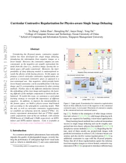 Curricular Contrastive Regularization for Physics-aware Single Image
  Dehazing