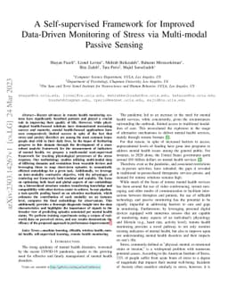 A Self-supervised Framework for Improved Data-Driven Monitoring of
  Stress via Multi-modal Passive Sensing