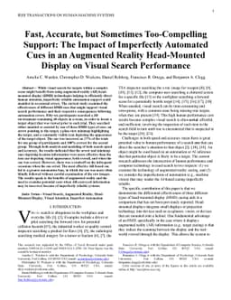 Fast, Accurate, but Sometimes Too-Compelling Support: The Impact of
  Imperfectly Automated Cues in an Augmented Reality Head-Mounted Display on
  Visual Search Performance
