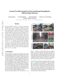 Learned Two-Plane Perspective Prior based Image Resampling for Efficient
  Object Detection