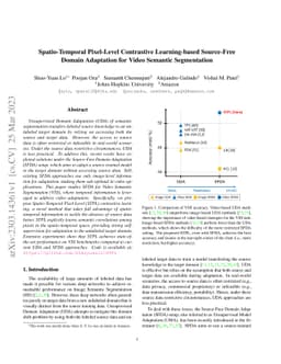 Spatio-Temporal Pixel-Level Contrastive Learning-based Source-Free
  Domain Adaptation for Video Semantic Segmentation