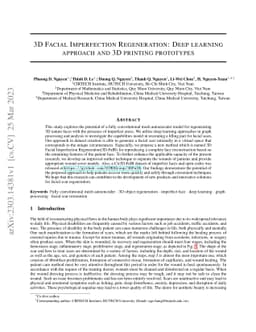 3D Facial Imperfection Regeneration: Deep learning approach and 3D
  printing prototypes