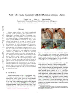 NeRF-DS: Neural Radiance Fields for Dynamic Specular Objects