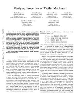 Verifying Properties of Tsetlin Machines