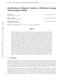 Identification of Negative Transfers in Multitask Learning Using
  Surrogate Models