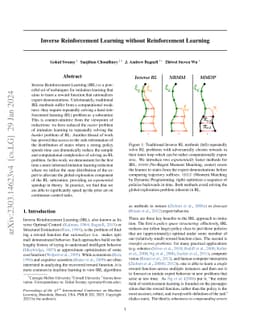 Inverse Reinforcement Learning without Reinforcement Learning