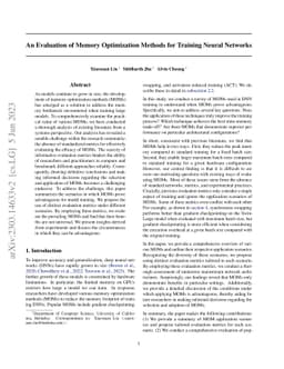 An Evaluation of Memory Optimization Methods for Training Neural
  Networks
