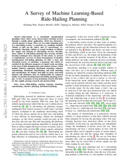 A Survey of Machine Learning-Based Ride-Hailing Planning