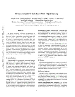 SDTracker: Synthetic Data Based Multi-Object Tracking