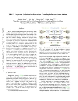 PDPP: Projected Diffusion for Procedure Planning in Instructional Videos
