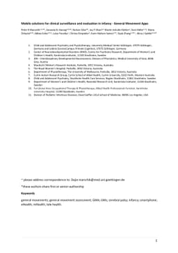 Mobile solutions for clinical surveillance and evaluation in infancy --
  General Movement Apps