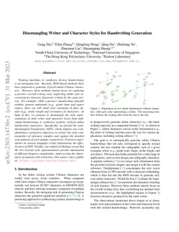 Disentangling Writer and Character Styles for Handwriting Generation