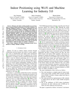 Indoor Positioning using Wi-Fi and Machine Learning for Industry 5.0