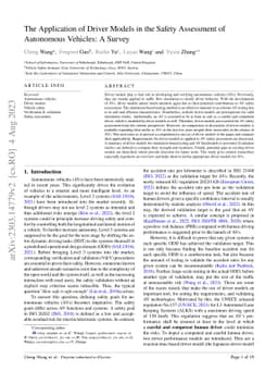 The Application of Driver Models in the Safety Assessment of Autonomous
  Vehicles: A Survey