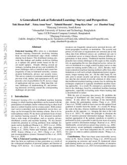 A Generalized Look at Federated Learning: Survey and Perspectives