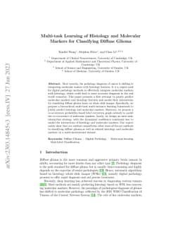 Multi-task Learning of Histology and Molecular Markers for Classifying
  Diffuse Glioma