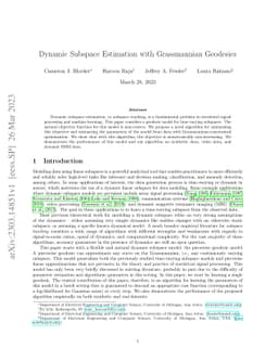 Dynamic Subspace Estimation with Grassmannian Geodesics