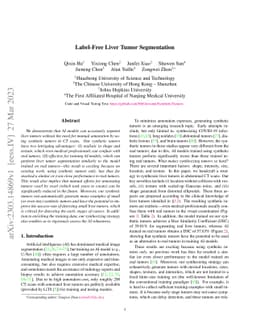 Label-Free Liver Tumor Segmentation